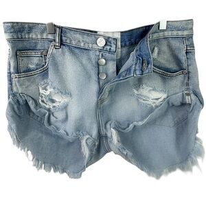 One Teaspoon Bandits Distressed Denim Shorts Sz 31 Slouchy Cutoff Jean Shorts
